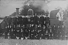 Railway workers with MGWR Class Lm No. 79 'Mayo' with distinctive Atock 'fly away' cab originally fitted to these locomotives