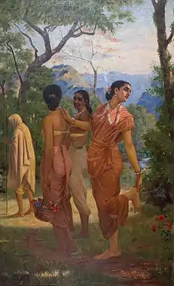 Shakuntala by Raja Ravi Varma, c. 1870. She is wearing a kasta sari.