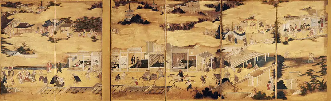 Rakuchu Rakugai-zu, byōbu folding screen, Azuchi–Momoyama period