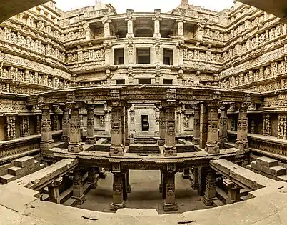 Rani ki vav is a stepwell, built by the Chaulukya dynasty, located in Patan; the city was sacked by Sultan of Delhi Qutb-ud-din Aybak between 1200 and 1210, and again by the Allauddin Khilji in 1298.