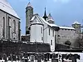 Chapel-church-castle "trio" as seen from the east