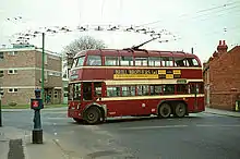 Image 249A double-deck trolleybus in Reading, England, 1966 (from Trolleybus)