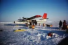 Image 51On the sea ice of the Arctic Ocean temporary logistic stations may be installed, Here, a Twin Otter is refueled on the pack ice at 86°N, 76°43‘W. (from Arctic Ocean)