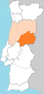 Location of Beira Baixa in Portugal in 1936 (Dark orange). In the region of Beira (Light orange).