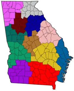 East Georgia highlighted in light pink