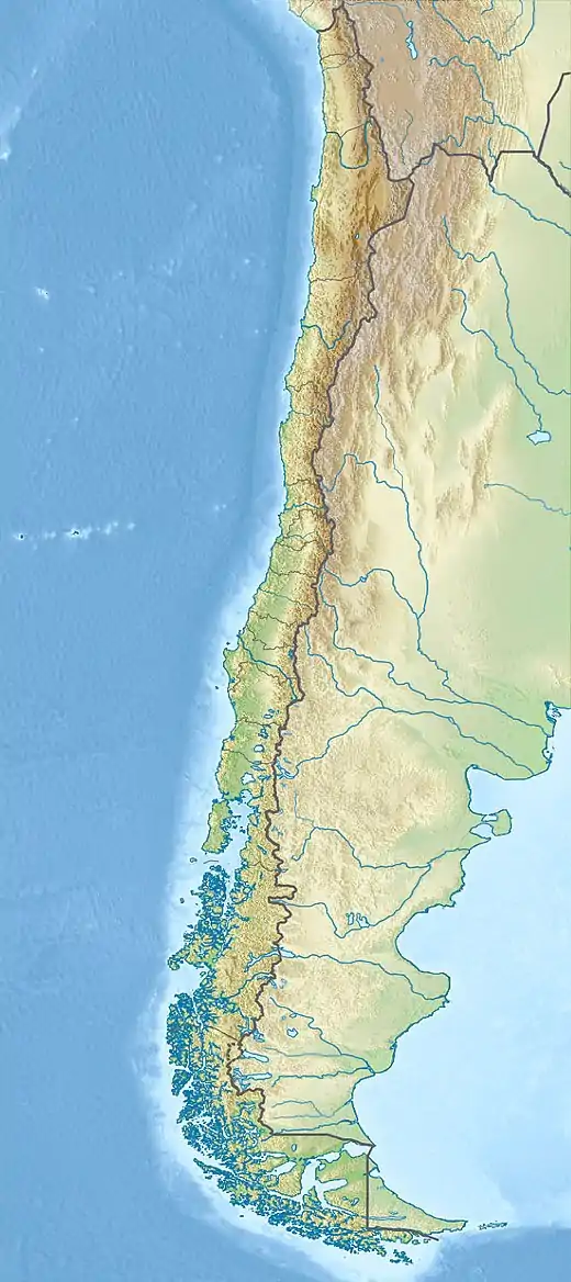 Map showing the location of Alerce Costero National Park