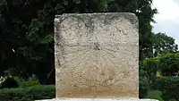 The sundial on the church patio at San Jerónimo Tlacochahuaya, Mexico (16th c.)