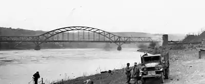 The Ludendorff Bridge before its collapse into the Rhine