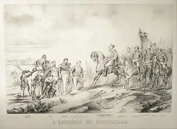 Drawing of defeated soldiers surrendering