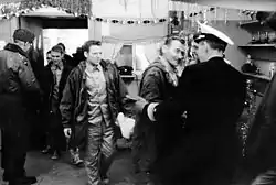 Bonesteel welcoming the crew of USS Pueblo