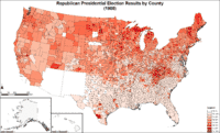 Map of Republican presidential election results by county