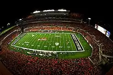 Overhead view of Reser Stadium with wide angle lens during 2012 night game.