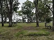 More picnic benches at Upper George Maunder lookout area