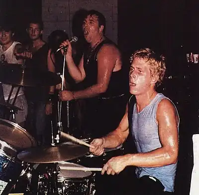 Rey Washam drumming in 1983