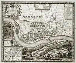 Map of the French crossing the Rhine near Speyer on 19 June 1645