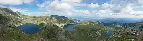  A view of the six lowest (and largest) lakes of the Seven Rila Lakes