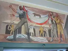 Refregier mural, Panel #10, "Raising the Bear Flag"