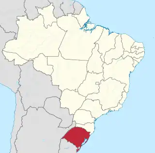 Map of Brazil with Rio Grande do Sul highlighted