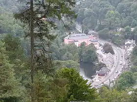 The river at Matlock Bath, as seen from the Heights of Abraham cable car