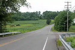 Schoolhouse Road and summer scenery in Mahoning Township