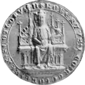 Black and white photo of a mediaeval seal