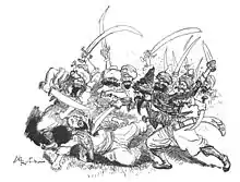 The Forty Thieves attack Cassim.