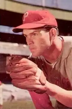 A sketch portrait of Robin Roberts the Phillies' pitcher from 1948 to 1961