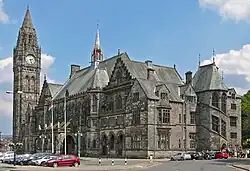 Rochdale Town Hall with tower as rebuilt (1887) to Alfred Waterhouse's design