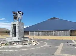 The Rocklands Community Hall in Rocklands, Cape Town. The UDF monument celebrating the formation of the United Democratic Front in the hall is visible in the foreground.