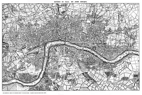 Image 40A detailed copy of John Rocque's Map of London, 1741–5 (from History of London)