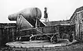 Another photograph of the 15-inch Rodman gun at Battery Rodgers. This photograph gives an excellent view of the elevation mechanism and the center-pintle carriage.