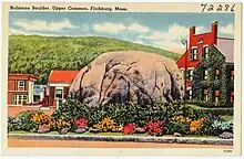  color postcard of the Rollstone Boulder.