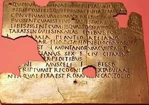 Image 6Fragmentary military diploma from Carnuntum; Latin was the language of the military throughout the Empire (from Culture of ancient Rome)