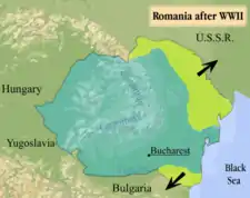 Image 52Map of Romania after World War II indicating lost territories (from History of Romania)