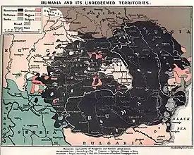 Image 12Territories inhabited by Romanians before WWI (from History of Romania)