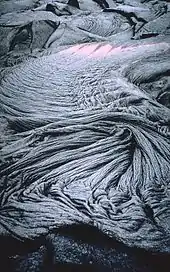 Image 17Ropey pahoehoe lava from Kilauea, Hawaiʻi (from Types of volcanic eruptions)