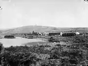 monochrome view of railway sidings