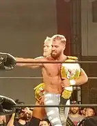 Ross Von Erich celebrating after winning the MLW World Tag Team Championship