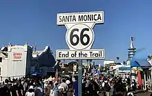 U.S. Route 66 sign on the pier