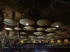 Fluted aluminium roof and diffuser discs seen from the Gallery