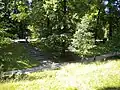 Hillside stairs and walkways in the cemetery