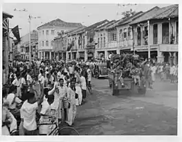 Royal Marine commandos on confiscated Japanese vehicles in George Town on 3 September 1945