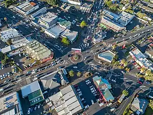 drone aerial showing Royal Oak roundabout