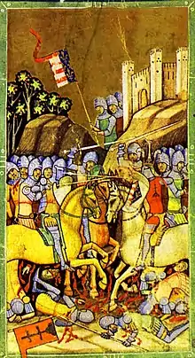 Chronicon Pictum, Hungarian, Hungary, King Charles Robert, Battle of Rozgony, Kassa, Košice, Matthew Csák, Amadeus Aba, medieval, chronicle, book, illumination, illustration, history