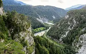 Vorderrhein and Ruinaulta as seen from Zault Observation Deck in Bonaduz