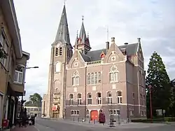 Village centre, with town hall and church of Our Lady