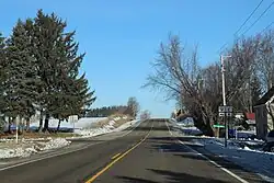 intersection of County E & V in Rush Lake