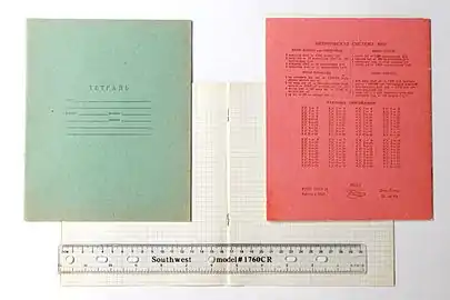 Squared 12-sheet and 18-sheet exercise books used in Russian primary schools