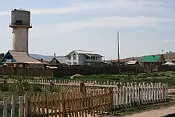 Sükhbaatar outskirts with Russian border in the background