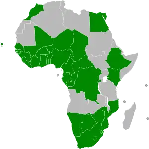 Map showing member countries of the Single African Air Transport Market.